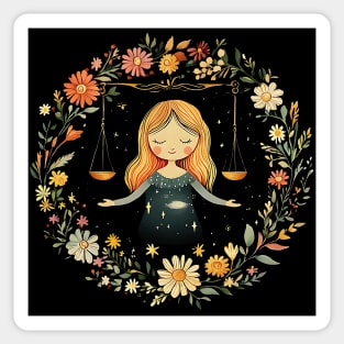 Libra Zodiac Art – Elegant Astrology & Balance Illustration Sticker